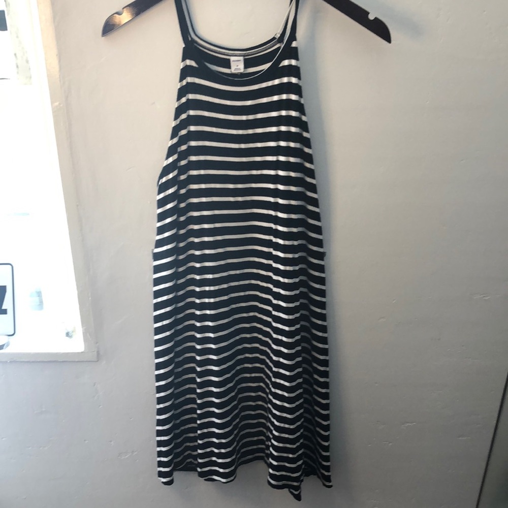 Black and white striped dress